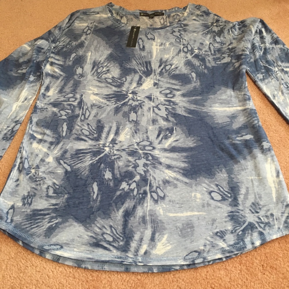 ELLIOTT LAUREN blue and white shirt